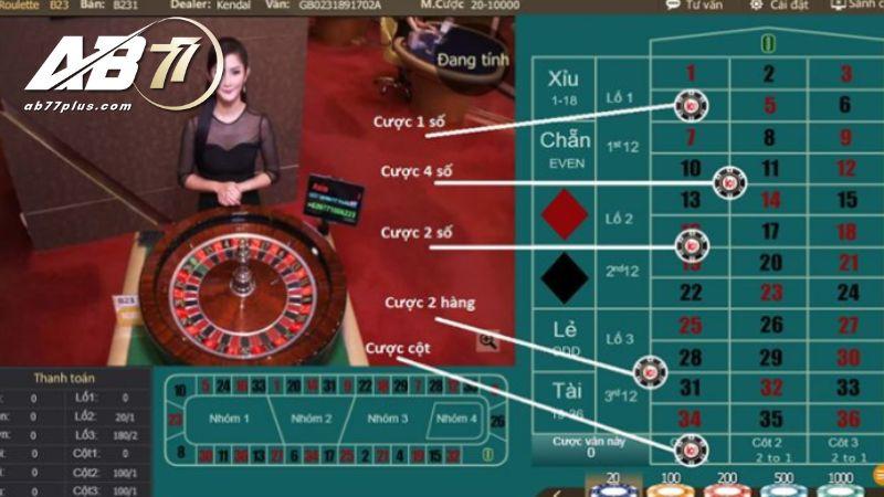 Cược trong tại roulette AB77 là thế nào?