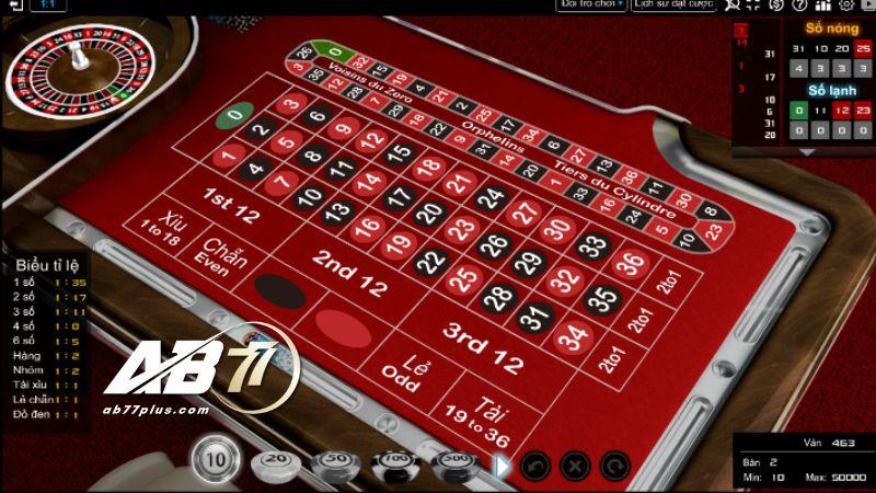 Trải nghiệm roulette AB77 trên máy tính chân thực